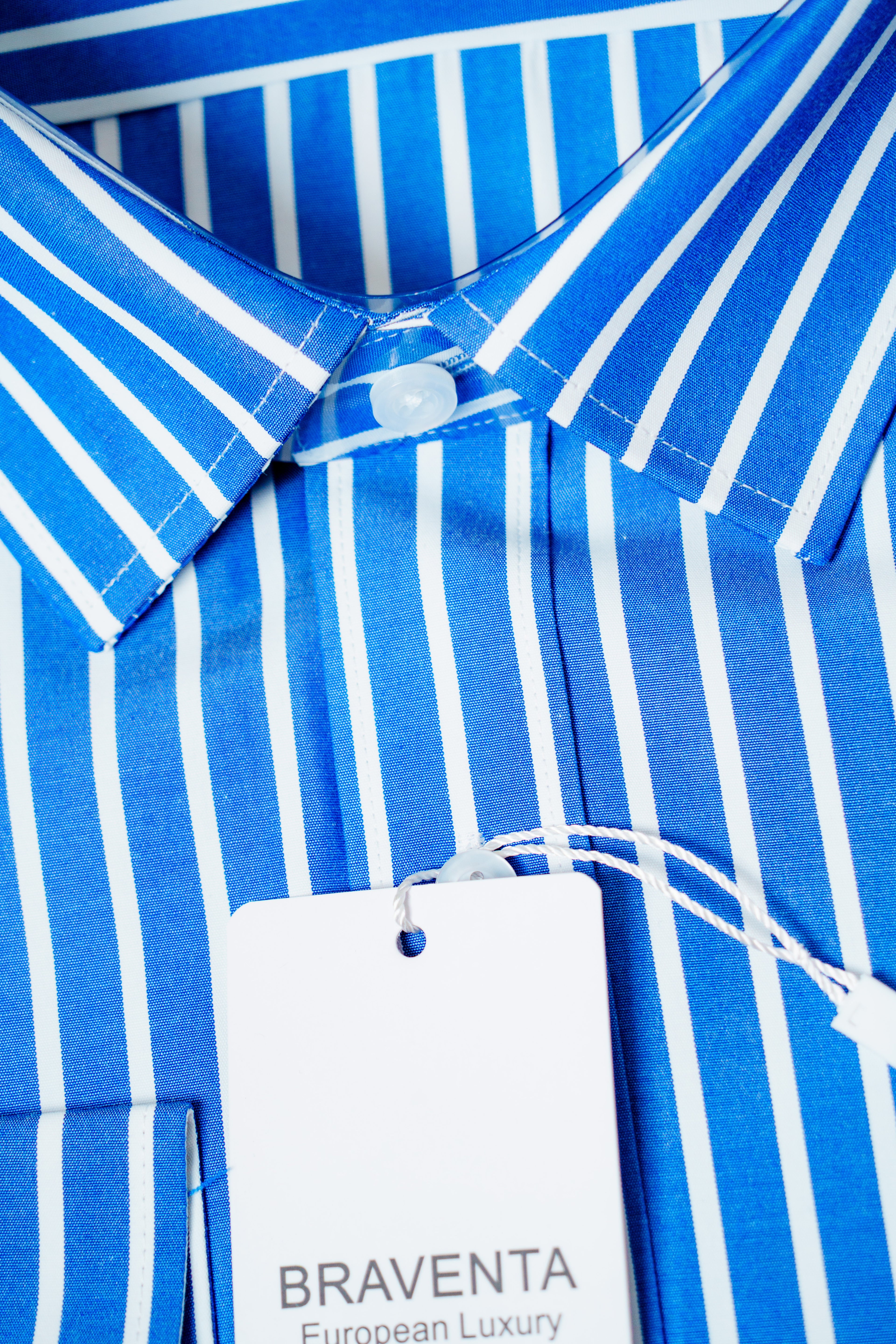 BRAVENTA Sky Blue Contemporary Formal Stripe Shirt