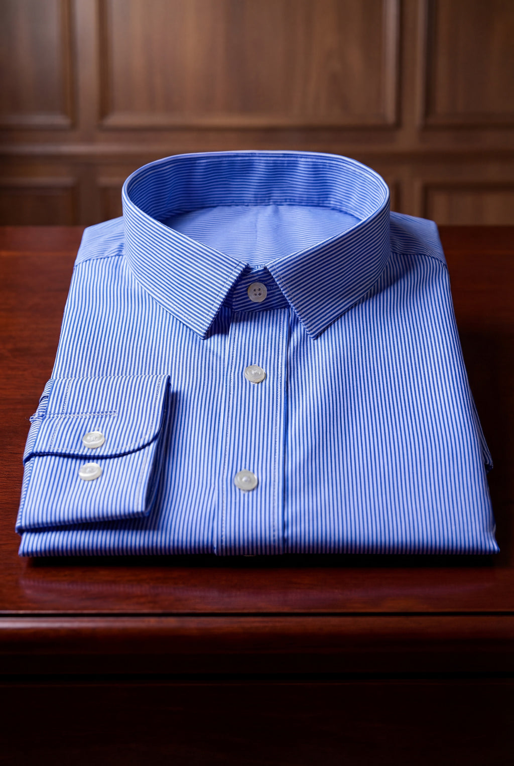 Sky Blue Stripe Poplin Shirt (Executive Comfort Classic)