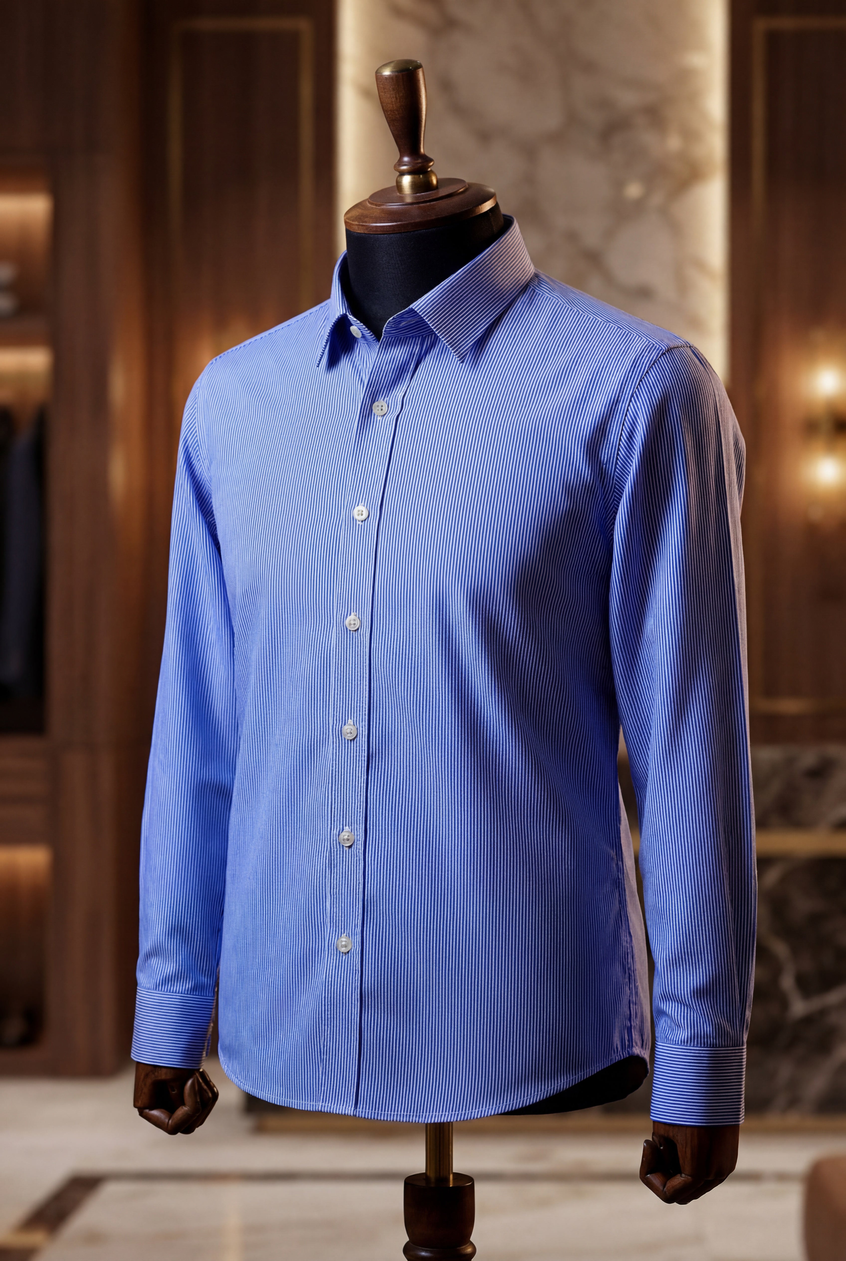 Sky Blue Stripe Poplin Shirt (Executive Comfort Classic)