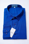 BRAVENTA Royal Blue Satin Poplin Shirt