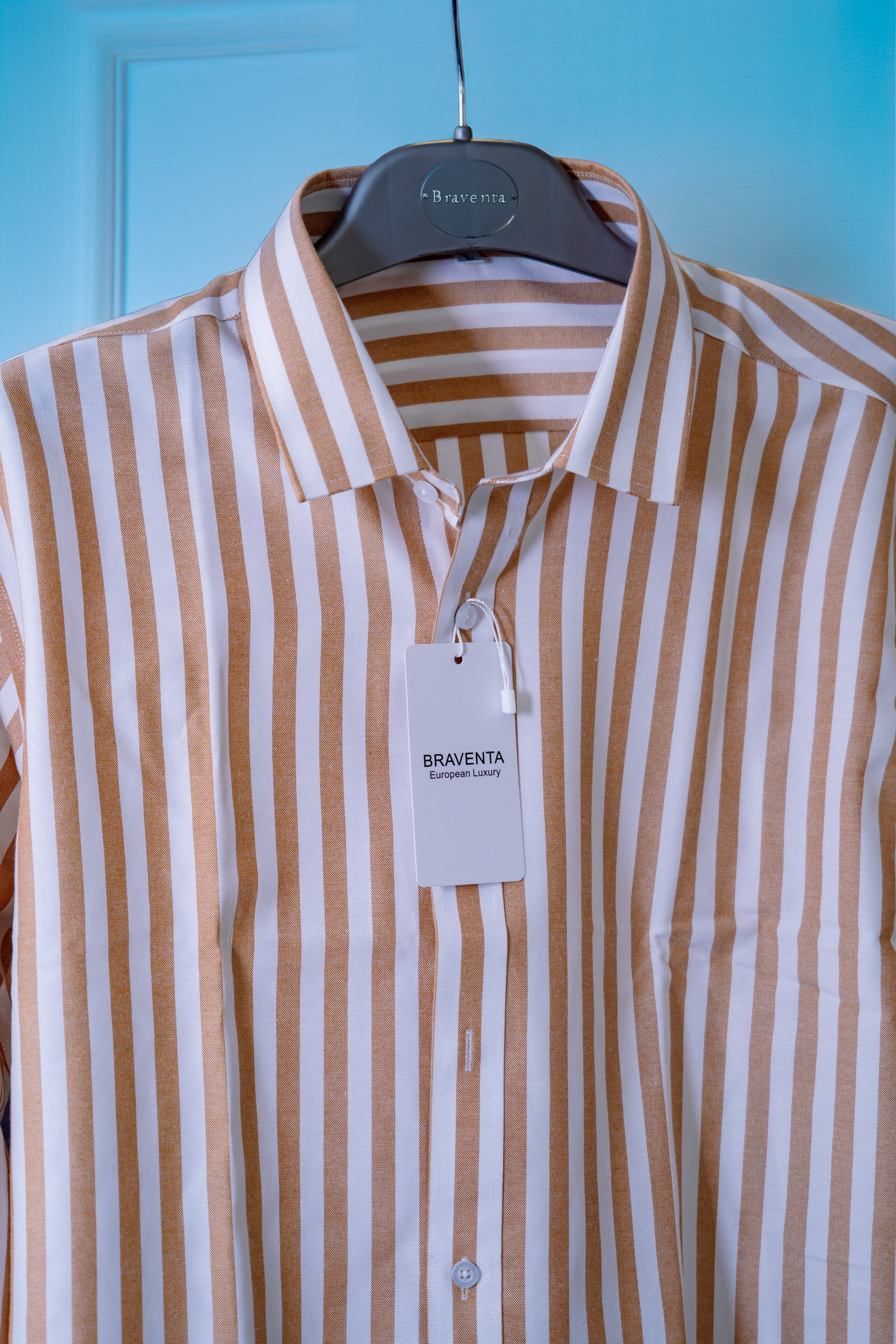 Yellow & White Vertical Stripe Oxford Shirt (Resort Luxe Comfort)