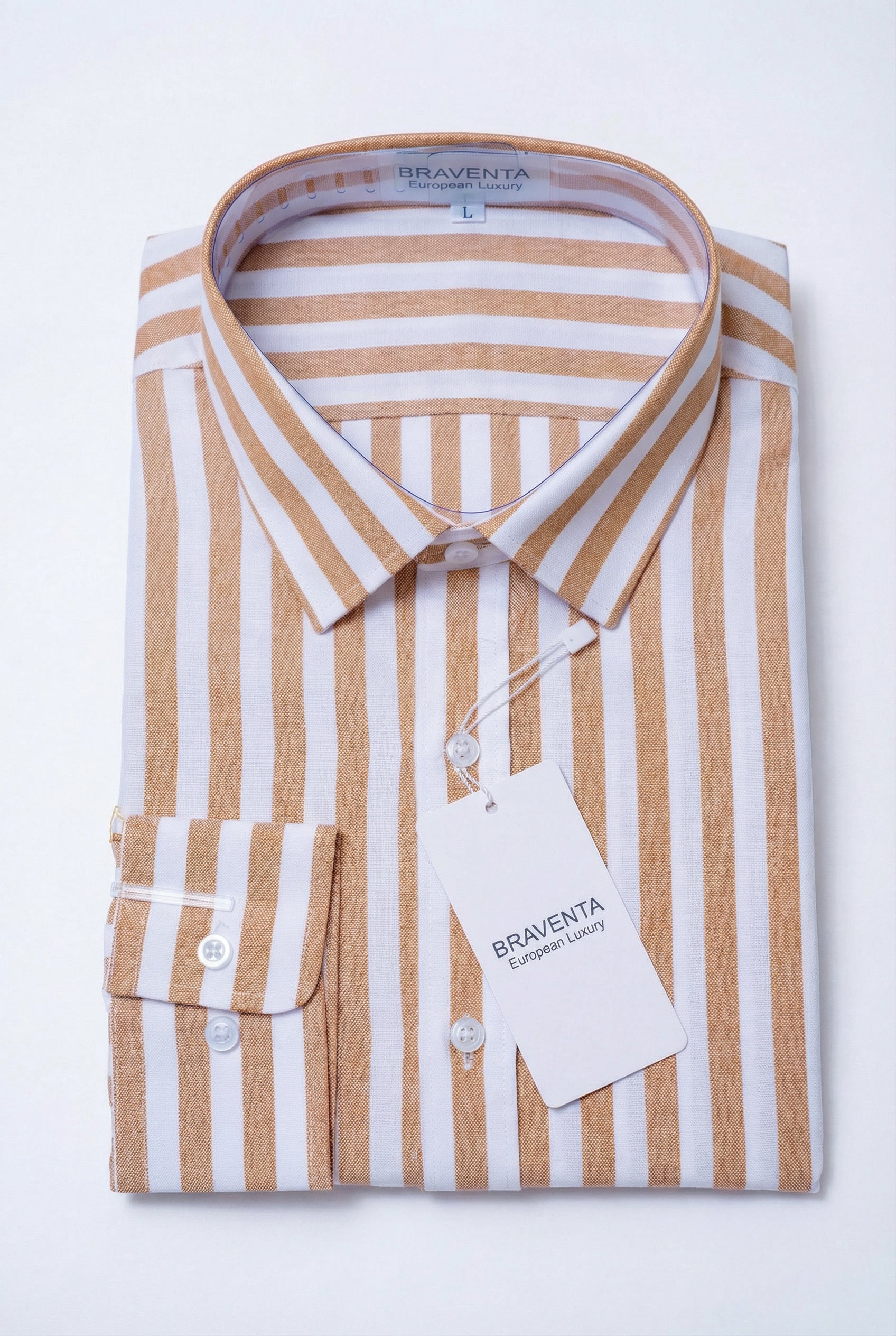 Yellow & White Vertical Stripe Oxford Shirt (Resort Luxe Comfort)