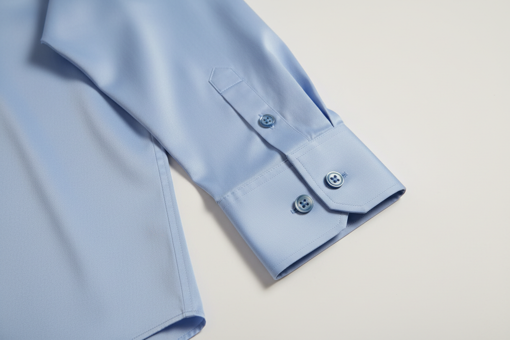AS IT IS IS FINE, BUT ARM BUTTON DO NOT SHOW, SHOW PREMIUM AND COLOR USE THE ONE IN DESCRIPTIONBring refined authority to your professional wardrobe with the BRAVENTA Light Blue Satin Poplin Shirt, crafted from premium Egyptian Giza cotton blended with Lycra for elevated comfort and flexibility. Designed for executives who demand style, performance, and sophistication, this shirt features a fine 100/2 × 100/2 yarn count, giving the fabric its ultra-smooth, satin-like surface.

The elegant Powder Blue (Panto