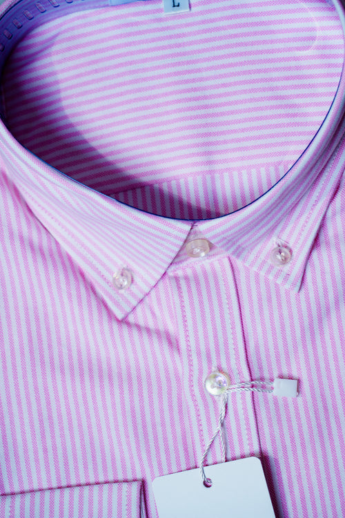 BRAVENTA Candy Pink Pinstripe Poplin Shirt – Refined Casual Premium